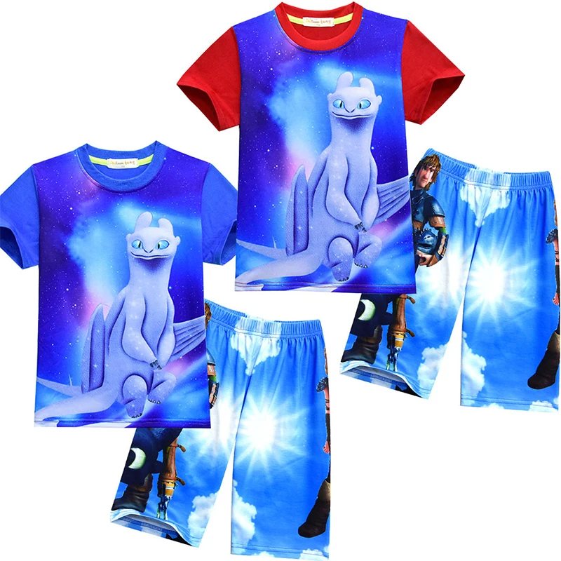 Kids Boys Clothes 2019 Animal Print Summer Cute Children's Sets How To Train Your Dragon Cartoon Casual Toddler Boy |