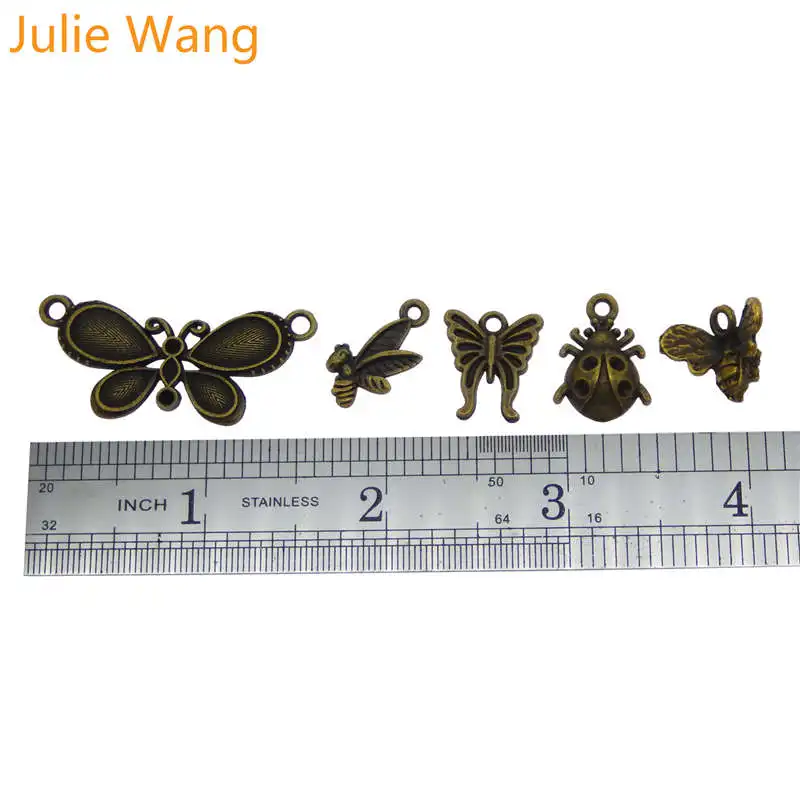 Julie Wang 10 шт. случайно смешанные бабочки Стрекоза шармы сплав насекомое Античный