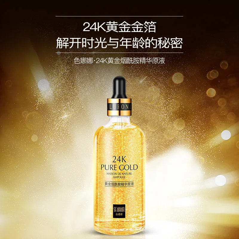 24 K Gold Сыворотка для лица Эфирное масло ухода за кожей Антивозрастной уход