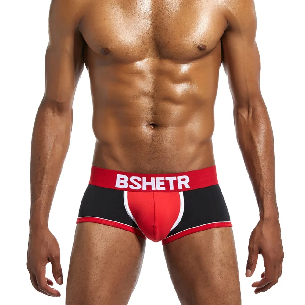 BSHETR новое хлопковое Мужское нижнее белье трусы-боксеры сексуальное мужское