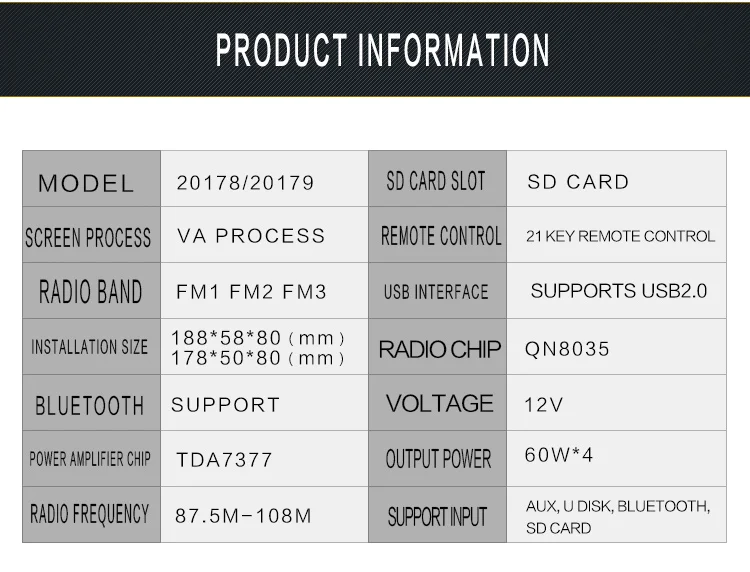1 Din Черный автомобильный аудио цифровой MP3-плеер Bluetooth стерео радио FM AUX Handsfree Вызов с подставкой для телефона