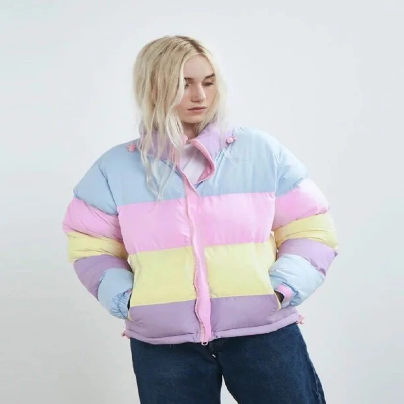 Женская модная английская зимняя куртка с капюшоном Makaron Stitch Parkas
