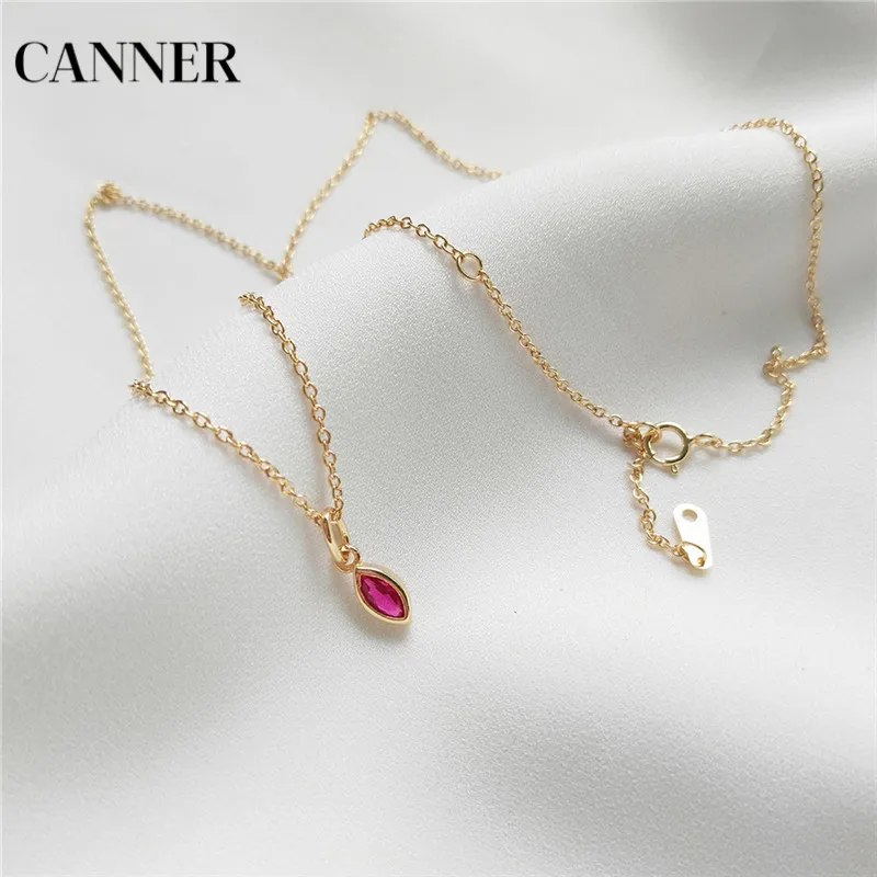 Женское Ожерелье с кулоном Canner из красного циркония ожерелье стерлингового