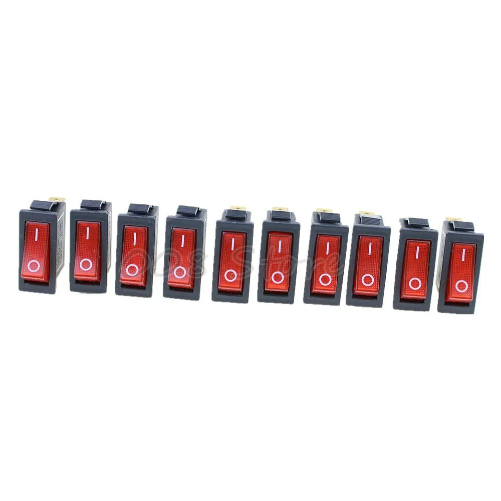 Промо-акция! 10 шт. 3 Pin SPST неоновый светильник вкл/выкл кулисный переключатель переменного тока 250 V/10A 125 V/15A KCD3 красный