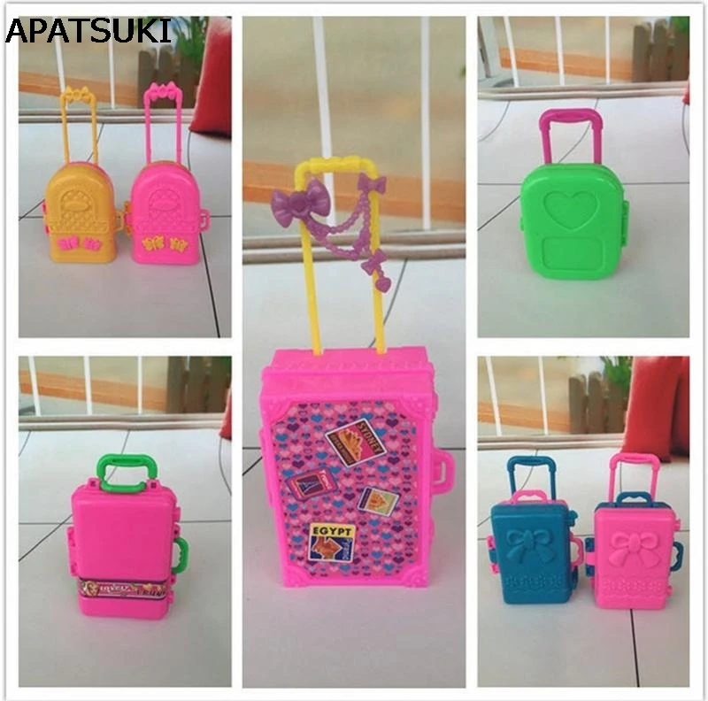 5pcs/lot 3D Kid Children Toys Travel Train Suitcase Luggage Case Doll Dress Storage For Barbie Dolls House | Игрушки и хобби