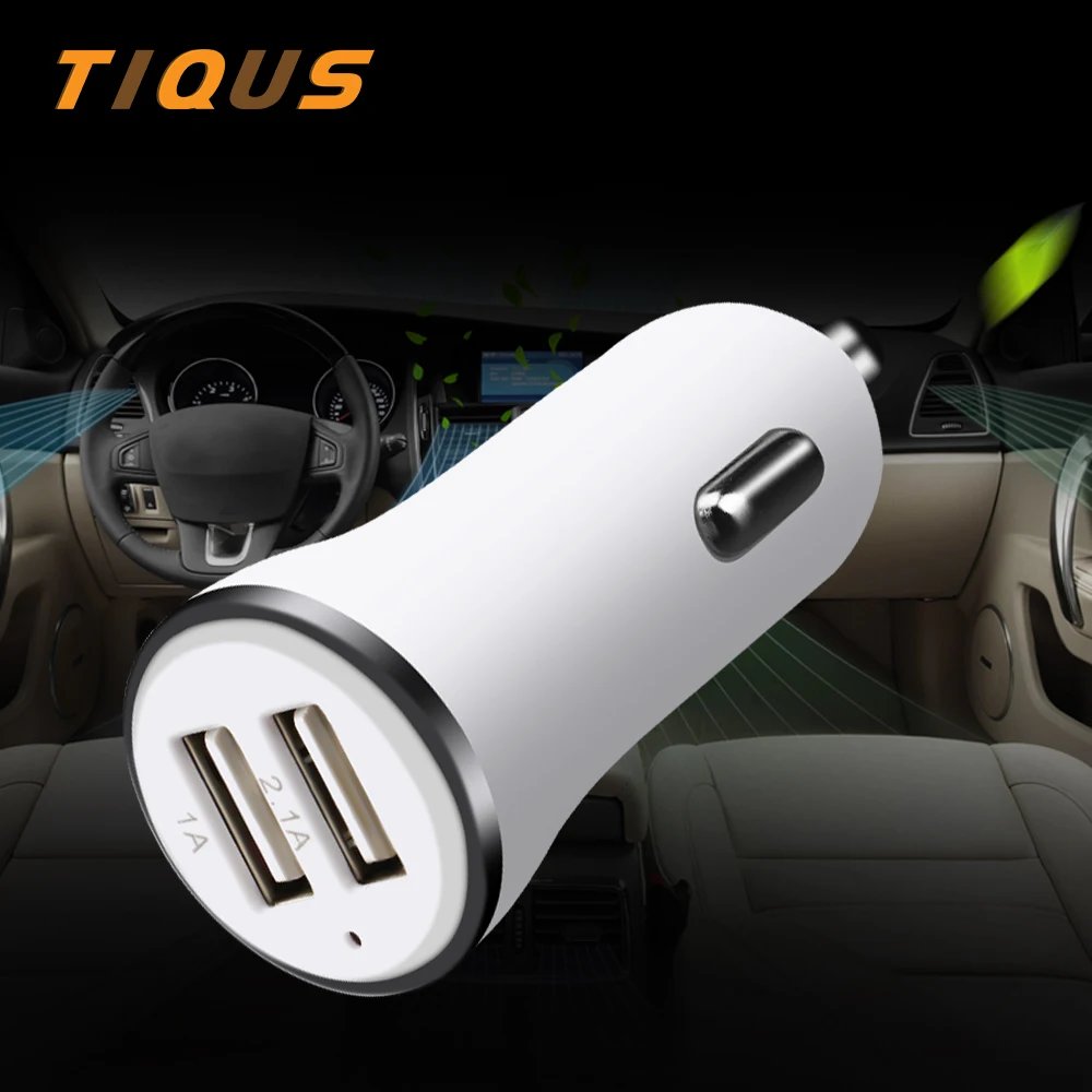 Автомобильное зарядное устройство TIQUS 2.1A 24V Dual USB для iPhone X 8 Plus автомобильное с