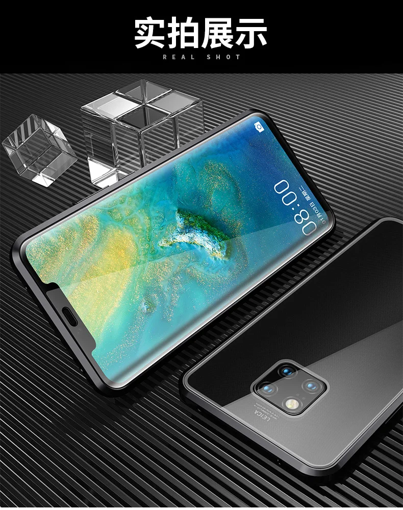 Для huawei mate 20 Pro Магнитный чехол 360 Передний+ задний двухсторонний 9H чехол из закаленного стекла для huawei P20 Pro mate 20 металлический бампер