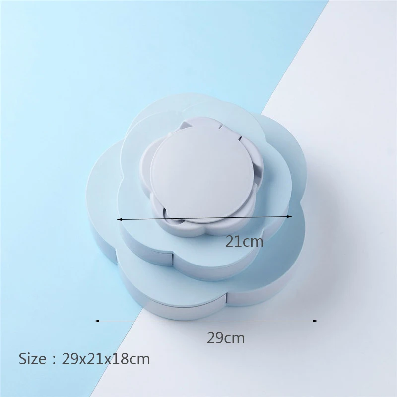 Blue Double layer MICCK Новая двухслойная вращающаяся коробка для хранения, цветочный дизайн, коробка для закусок, конфет, еда, фруктовая тарелка, контейнер, кухонный Органайзер хранилище - Цвет: Blue Double layer