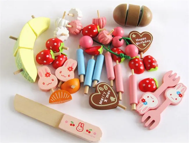 Новая деревянная игрушка Момо Кролик фрукты торт детская игрушка|cake bakery toy|cake toycake