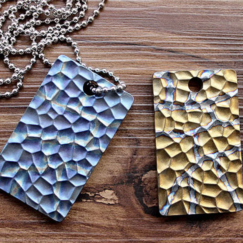 

New! Pure Titanium System Flint Pattern Army Fans Brand Pendant Identity Card Necklace Keychain Pendant Key Fall EDC Multi Tools