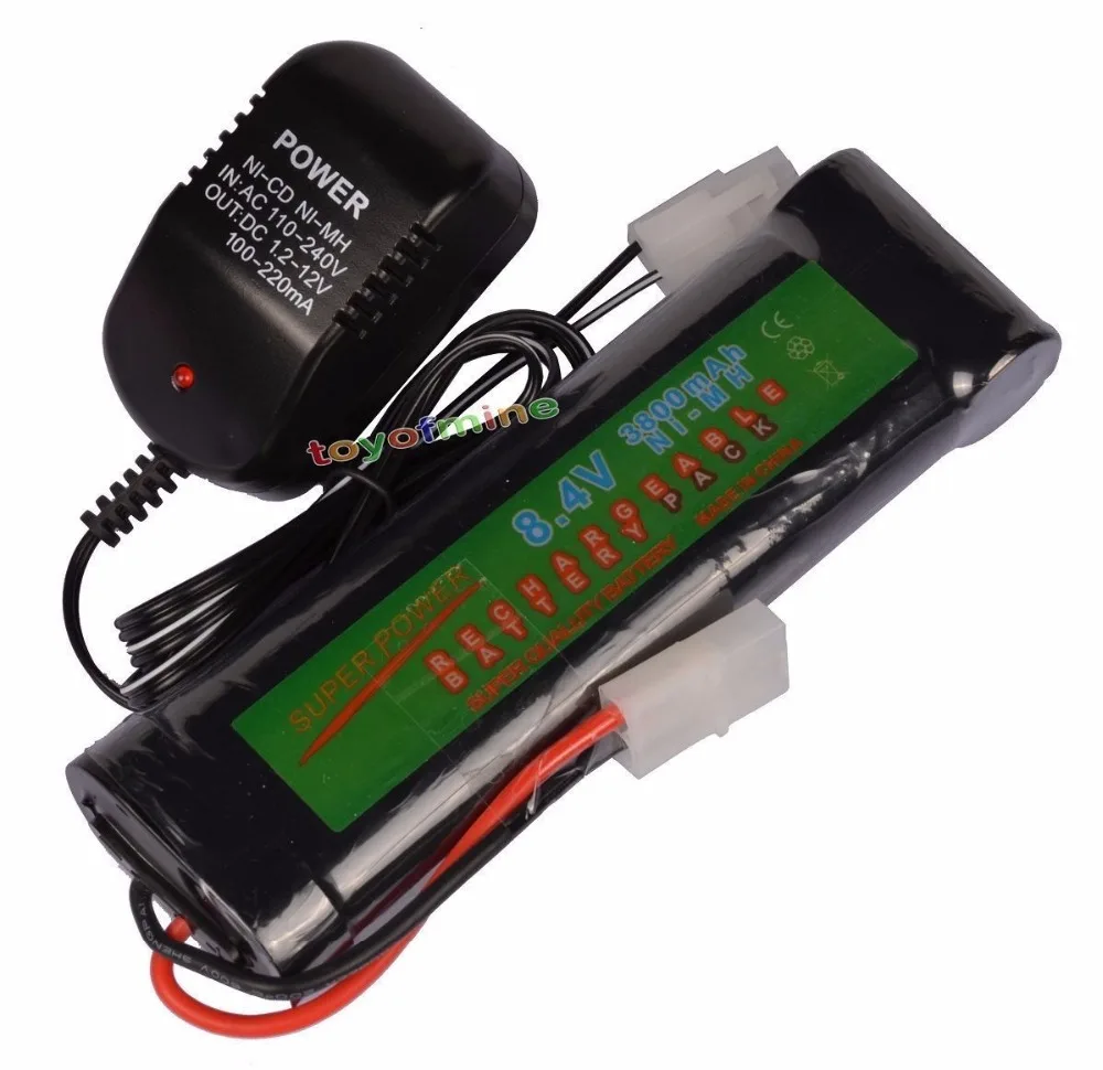 8.4V 3800mAh NiMH Rechargeable Battery Pack For RC Airsoft + Charger Best Price US/ EU/AU/UK Plug Adapter | Электроника
