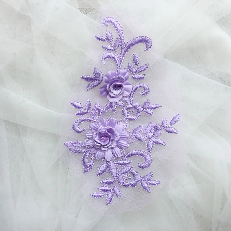 5Pcs 3D Flower Wedding Lace Appliques Crafts Embroidered Trims Dress Decoration Fabric DIY Sewing Accessories | Дом и сад