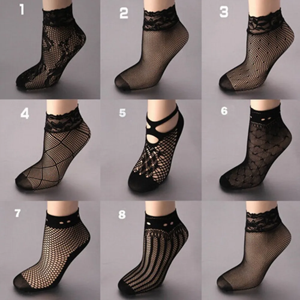 

1 Pair Sexy Black Sock Women Girls Ladies Soft Lace Short Ankle Socks Fishnet