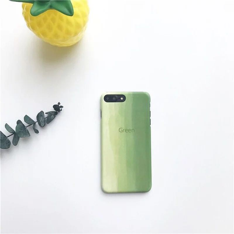 Matcha Green Gradient Phone Case for IPhone XS 6 7 6S 8 Simple Hard Matte Plus Back Cover |