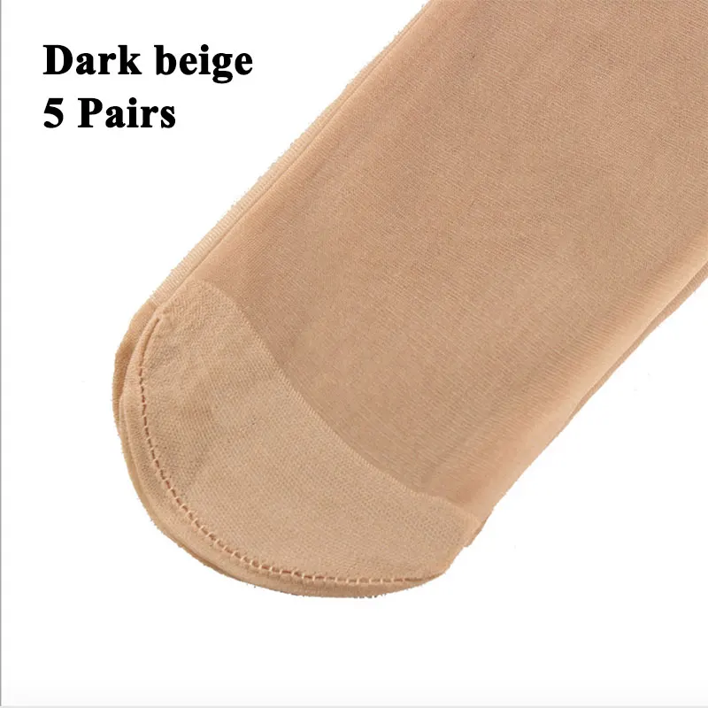 Dark beige 5 pairs 5 пар/лот, прозрачные Нейлоновые женские носки, летние тонкие дышащие однотонные повседневные короткие женские носки, новинка, хорошая цена - Цвет: Dark beige 5 pairs