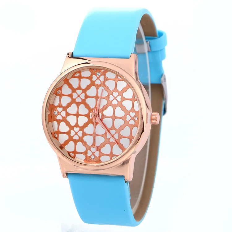 100 шт./лот 918099 Новое поступление Розовое золото модные кожаные часы с цветочным