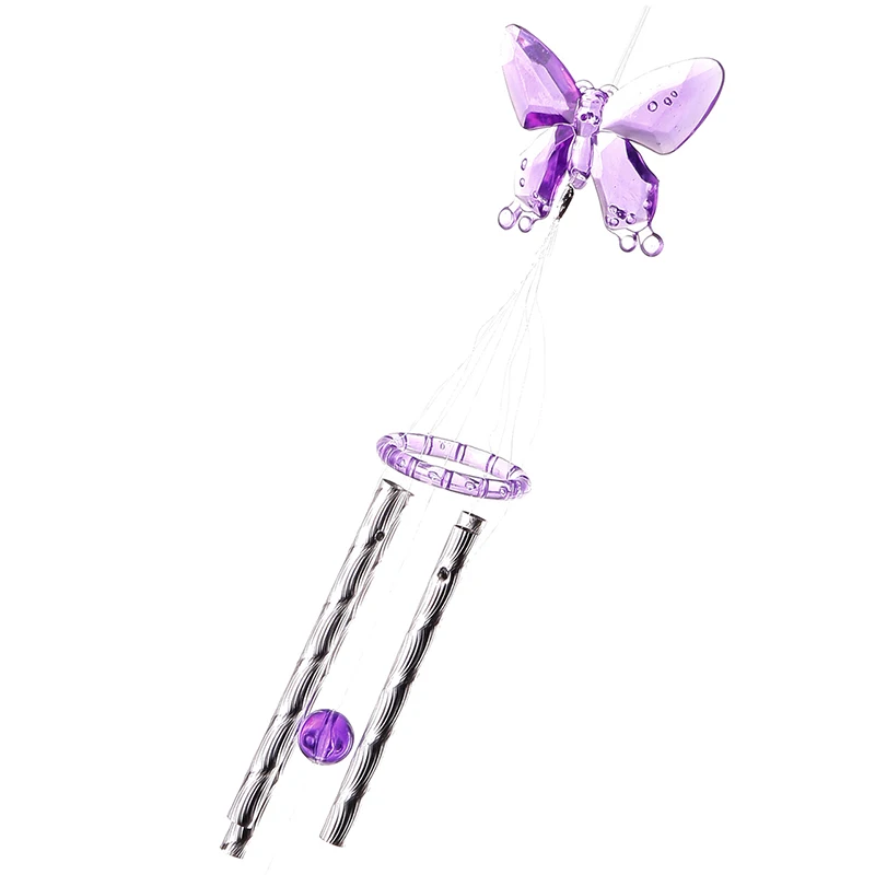 Grace Butterfly пластиковые Кристальные 4 металлические трубки Windchime Wind Chime Декор для