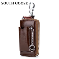 genuine leather key wallets men car key holders cowhide multifunction zipper home key case housekeeper women smart keychain case