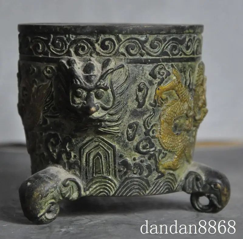 christmas old ymying bronze gilt dragon beast statue incense burner Censer pot jar Tanks halloween | Дом и сад