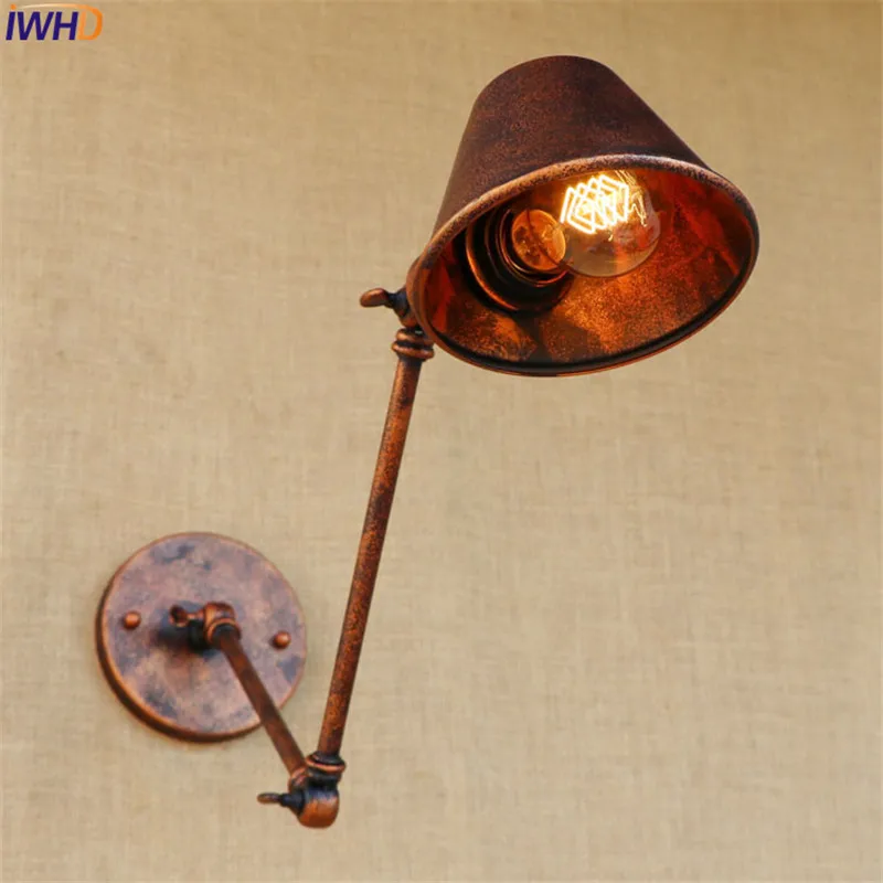 IWHD Золотой винтажный светодиодный настенный светильник под старину Wandlamp Ретро Свинг настенная лампа с длинным кронштейном Эдисона настенное бра Лофт промышленный стиль