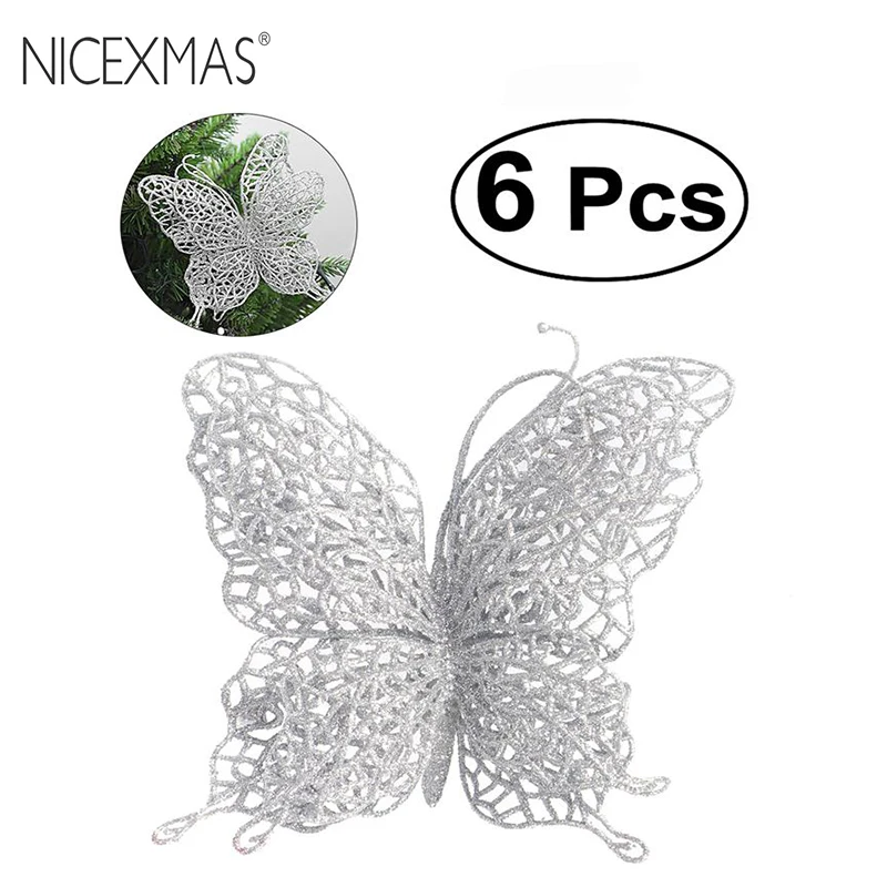 NICEXMAS 6 шт. Рождественская бабочка 3 &quot/8 см рождественские украшения елка для