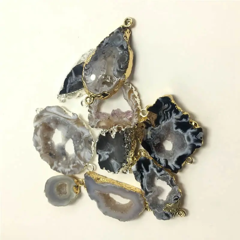 Золотая двойная Пряжка натуральный цвет Бесплатная форма оникс Druzy Drusy кристалл