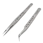 Щипцы для наращивания ресниц, антистатические изогнутые, с прямым наконечником, сверхтвердые, Стразы для ногтей, украшения
