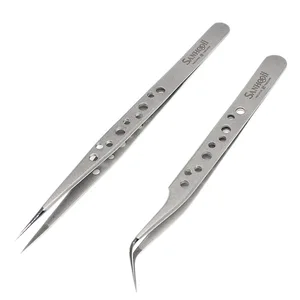 Щипцы для наращивания ресниц, антистатические изогнутые, с прямым наконечником, сверхтвердые, Стразы для ногтей, украшения