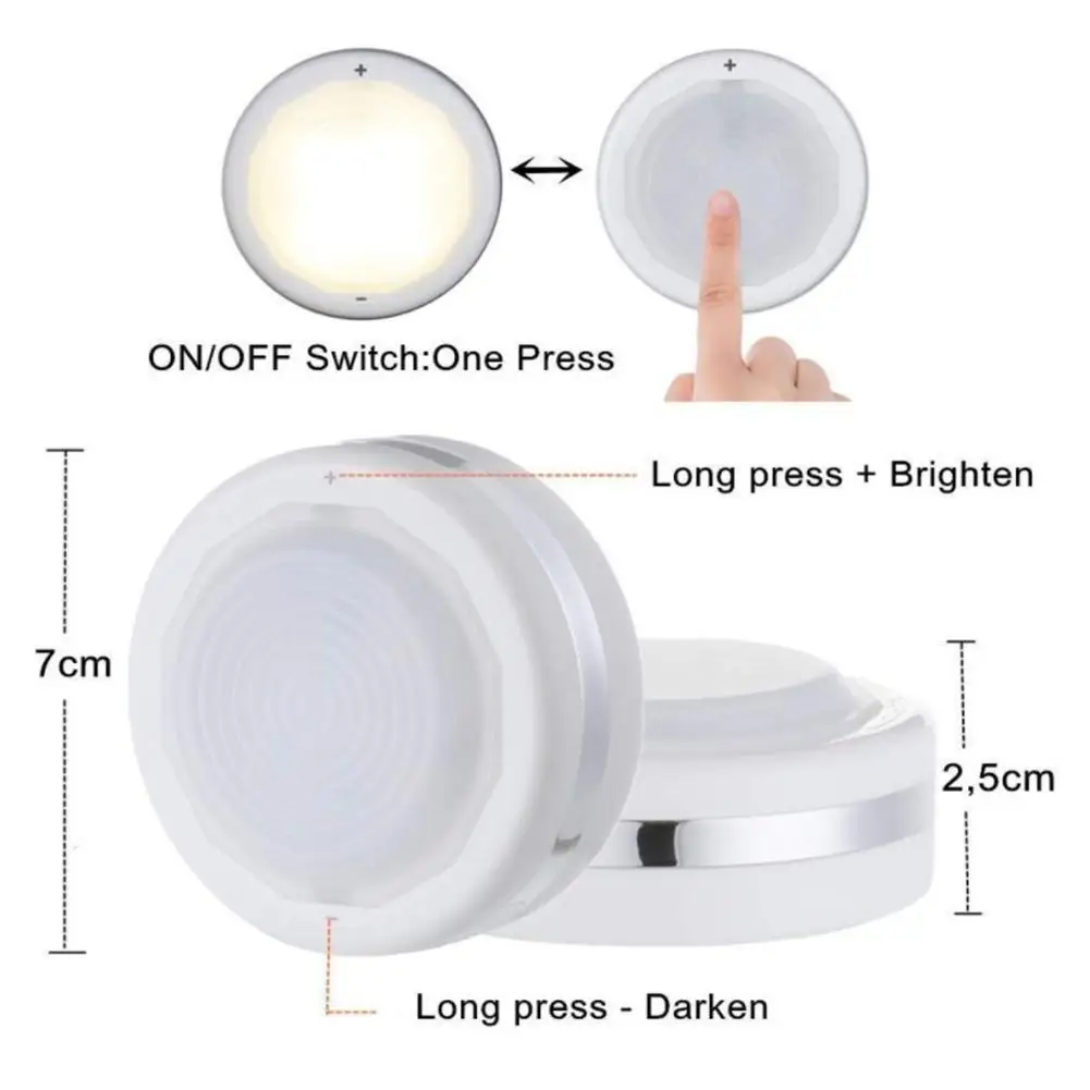6 шт. беспроводной сенсорный датчик с регулируемой яркостью светодиодная лампа