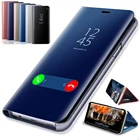 Умный зеркальный флип-чехол для телефона Samsung Galaxy S10 5G S10E S10 S9 S8 S7 S6 Edge Plus Lite Note 9 8 5 4 3, прозрачный чехол
