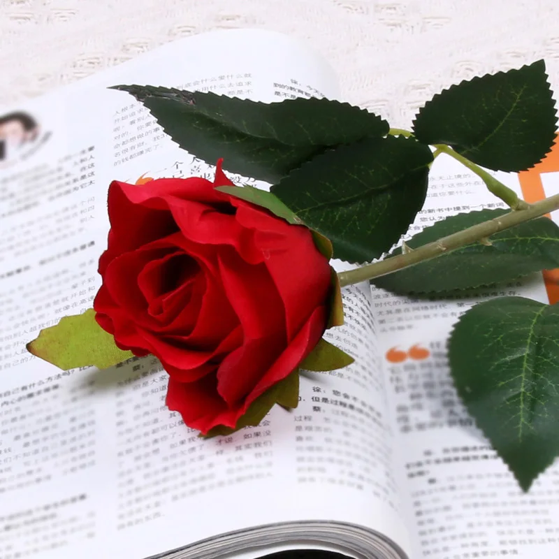 Один Искусственный цветок розы украшение дома 4 цвета 40 см яркий шелк свадьба