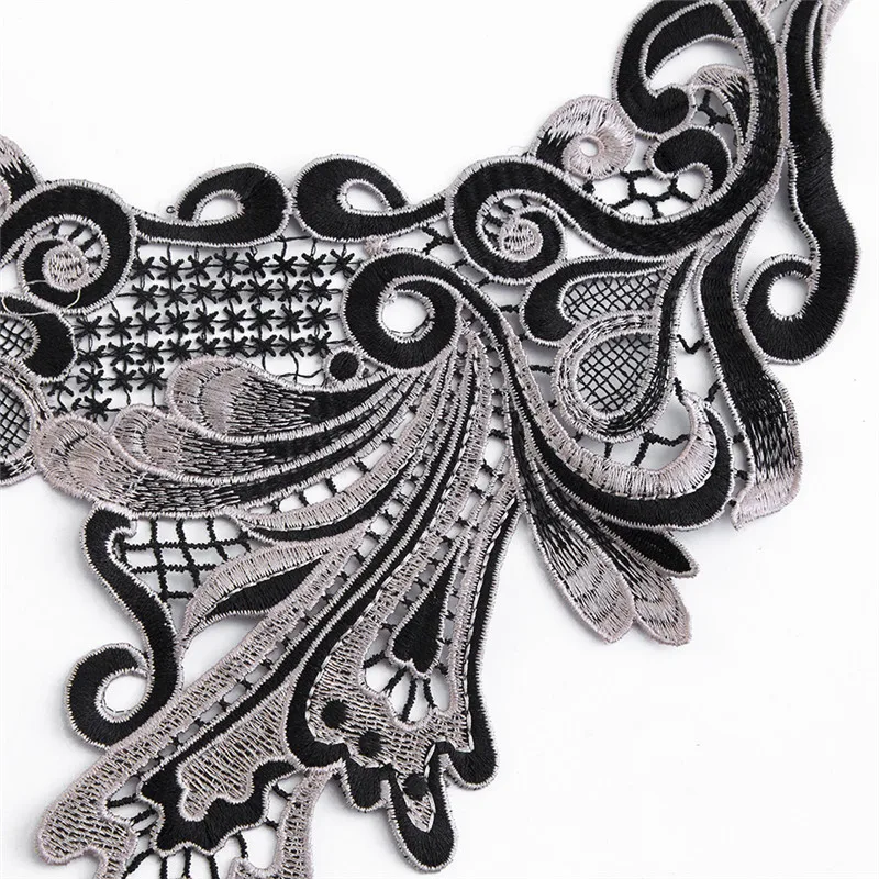 1 шт. Элегантная вышивка черный павлиний хвост цветочный кружевной воротник