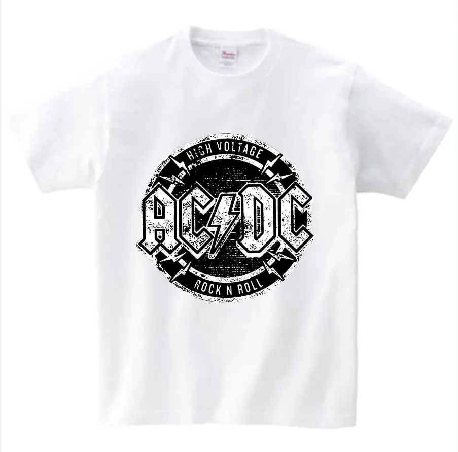 white childreT-shirt Коллекция года, летняя футболка для мальчиков детская одежда с рисунками AC DC модные футболки с металлическими наконечниками для мальчиков 3-6 лет - Цвет: white childreT-shirt