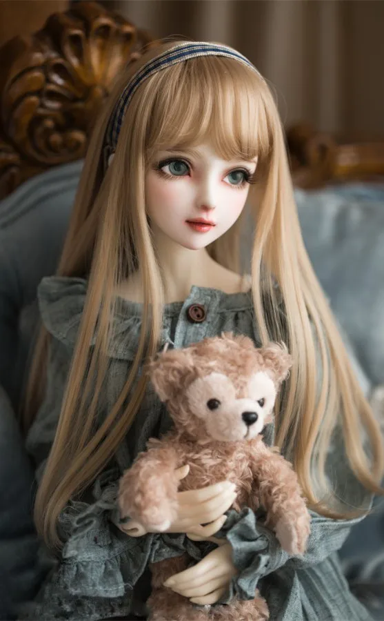 BJD SD кукла льняной коричневый высокотемпературный провод волос парики 1/3 1/4 1/6 BJD Европейский стиль ленты короткие вьющиеся волосы - Цвет: champagne
