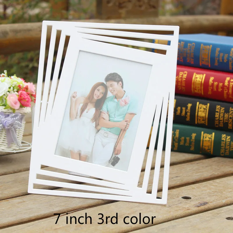 7 inch Полые Любовь дизайн деревянная фоторамка DIY рамки для картин 1 шт. искусство домашний стол Декор три окна Быстрая DIY картина G - Цвет: 7 inch