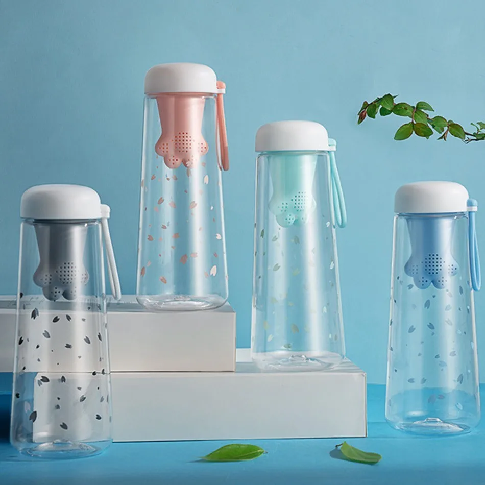 Cute Cat Foot Water Bottles Filter New Designed Summer Outdoor Sports Water Bottle Portable Girls Women Drinking Bottle
