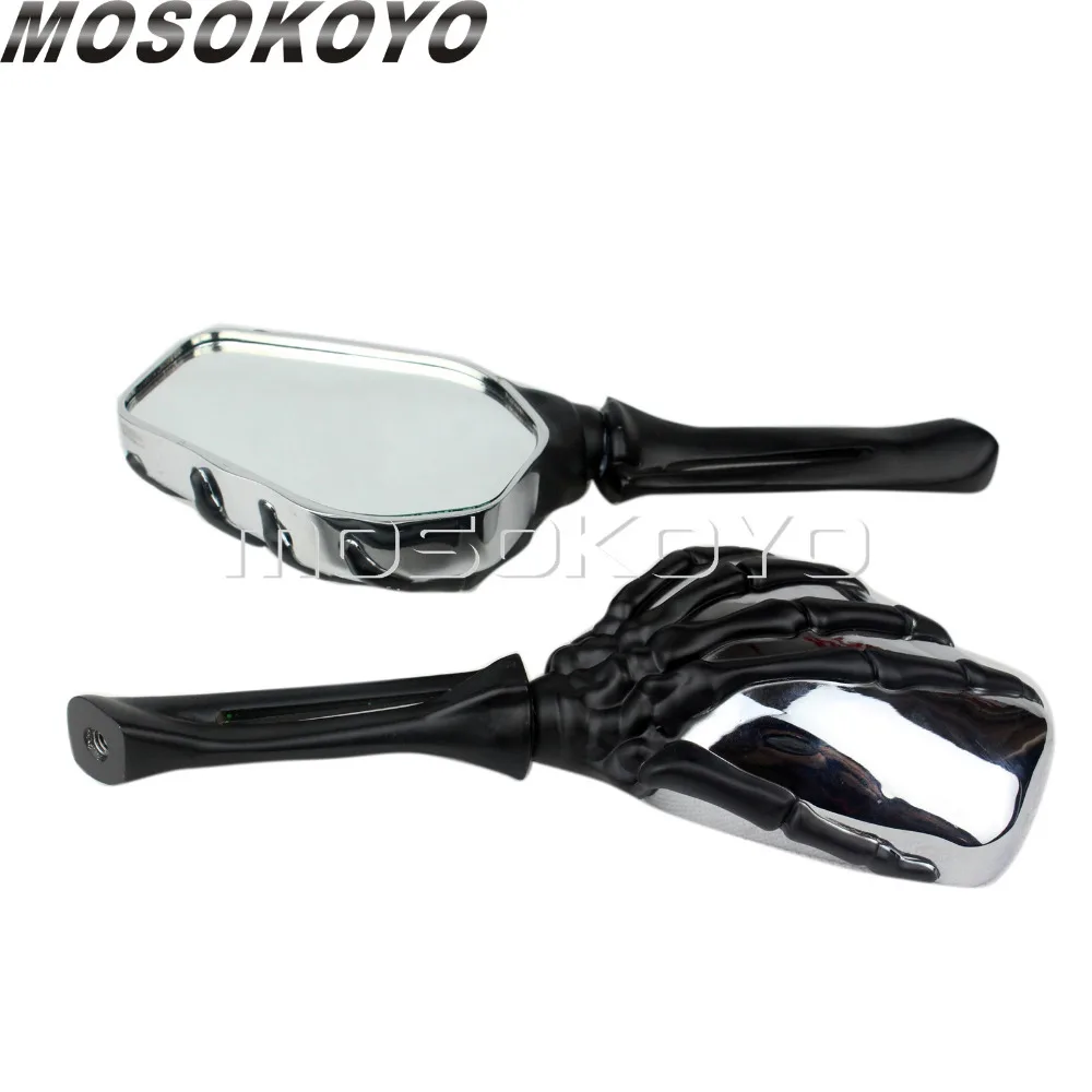 Хромированные боковые зеркала заднего вида с черепом для Honda Shadow VTX ACE Aero Kawasaki Vulcan