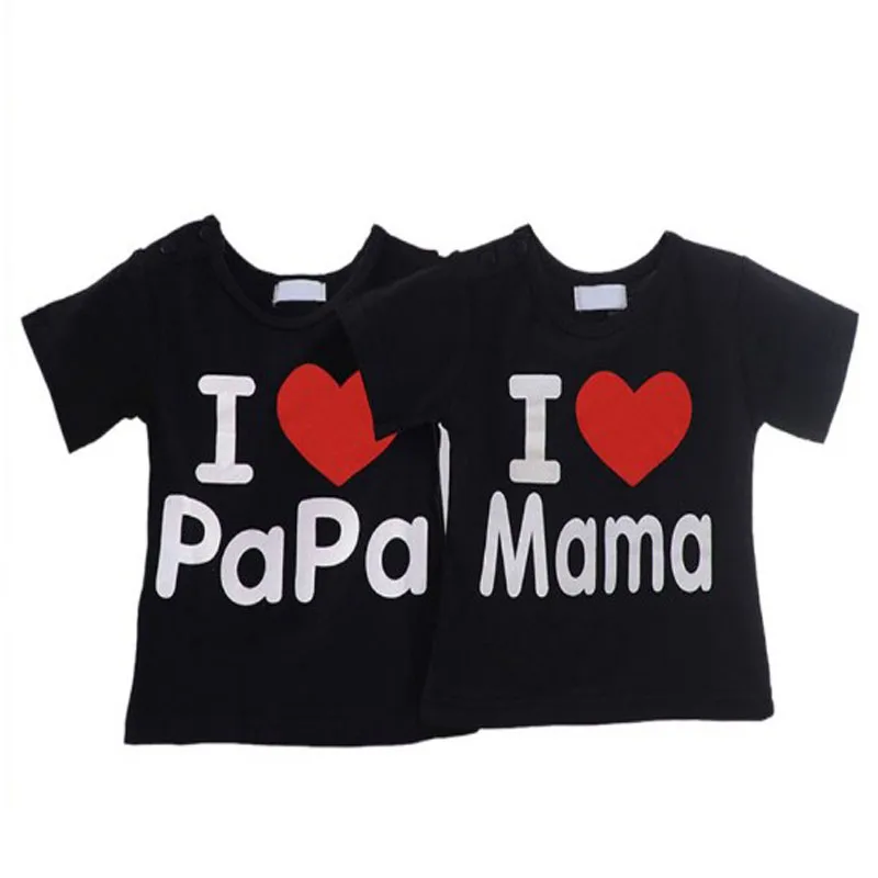 ZSIIBO одежда для малышей футболка девочек мальчиков с надписью i love mom dad Детская papa