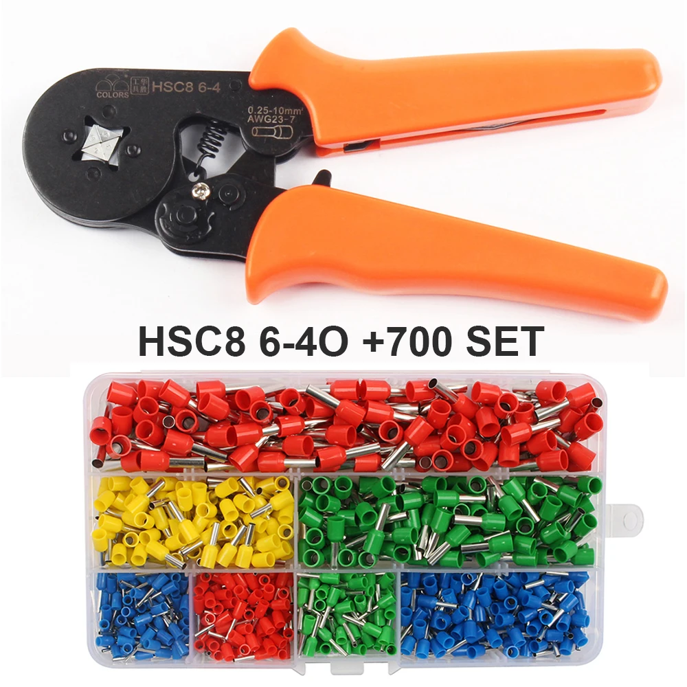 HSC8 6-4O 700TUBE HSC8 10S 0,25-10 мм2 23-7AWG обжимные плоскогубцы HSC8 6-4A HSC8 6-6 мини плоскогубцы с круглым носом с трубкой иглы терминалы коробка ручные инструменты - Цвет: HSC8 6-4O 700TUBE