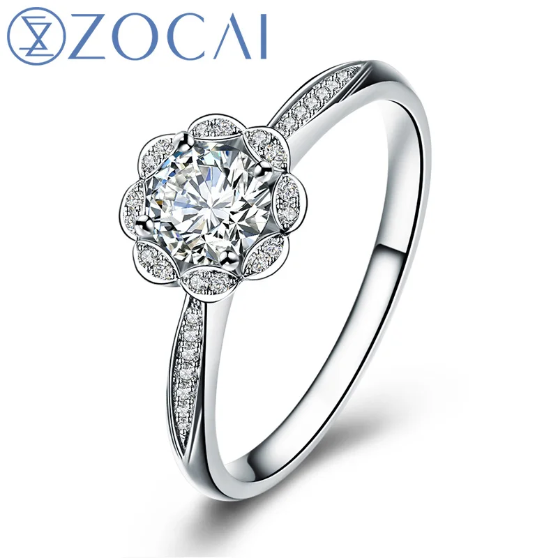 Кольцо обручальное круглое из 18-каратного белого золота с бриллиантами H/ SI 0 24