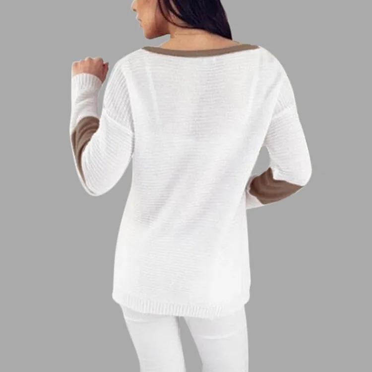 

Plus Size 2018 Autumn Women O Neck Criss Cropss Color Knitted Sweater Shirts Lady Top tees Women's French Vestidos 66653