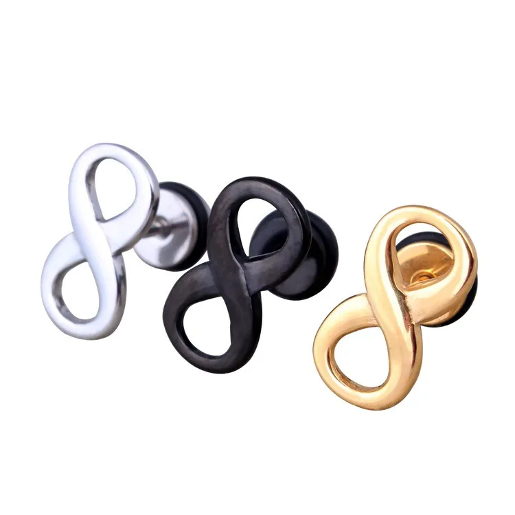 Модные женские и мужские серьги в стиле панк с цифрой 8 цвет золотистый черный