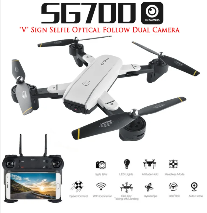 SG700 RC Qudacopter с поддержкой Wi Fi FPV Камера складной карманный Дрон для селфи 6 Axis Gyro