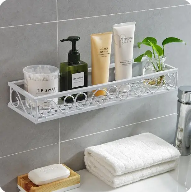 

Bathroom Organizer Shelf Wrought Iron Washing Rack Wall Hanging Drain Storage Rack