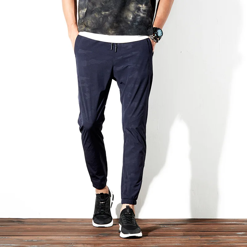 

Men's summer slim casual pants ins camouflage beam sports pants Fashion urban laces with quick-drying pants