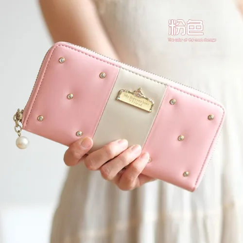 2014 Korean fashion lady wallet long section of the rivet lovely sweet cross- students zipper phone package | Багаж и сумки