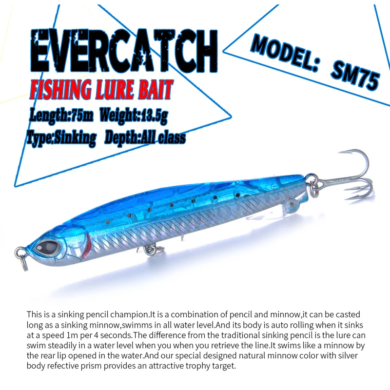 EVERCATCH 2018 новинка Тонущая рыболовная приманка 13 5 г/7 см искусственная жесткая