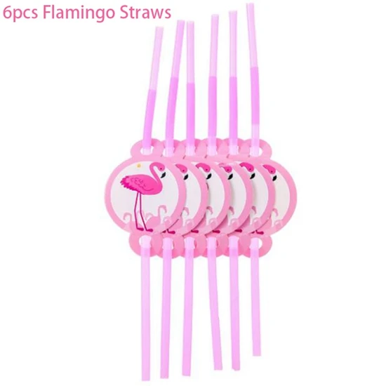 straws Одноразовая посуда для вечеринок одноразовые Одноразовая посуда тарелки чашки скатерть Фламинго тема вечерние Для летних вечеринок Поставки - Цвет: straws