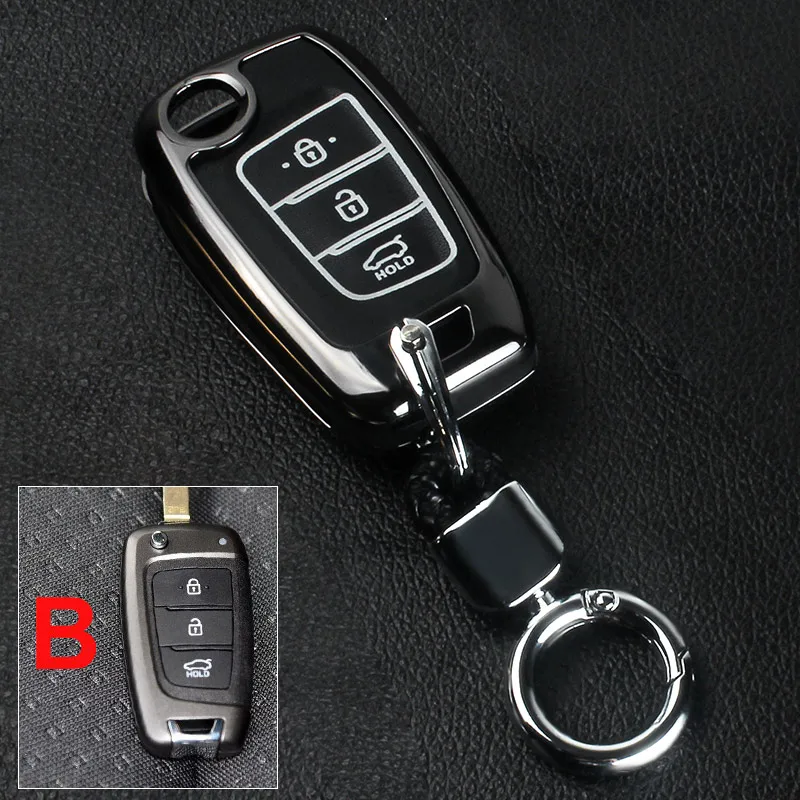 Цинковый сплав+ светящийся чехол для дистанционного ключа для hyundai i30 Ix35 Solaris Azera Elantra величие Ig акцент Santa Fe - Название цвета: B Black