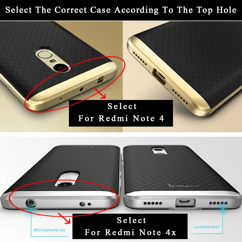 Xiaomi Redmi Note 4 Case Original ipaky Pro silicone Back Cover + PC Frame For redmi note 4x cases |